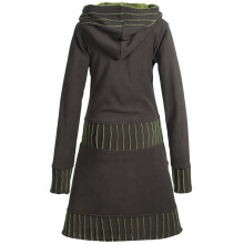 Vishes Langärmliges Patchwork Hoodie Eco Damen Fleecekleid mit Daumenlöchern  olive 46