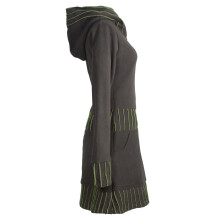 Vishes Langärmliges Patchwork Hoodie Eco Damen Fleecekleid mit Daumenlöchern  olive 46