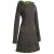 Vishes Langärmliges Patchwork Hoodie Eco Damen Fleecekleid mit Daumenlöchern  olive 46