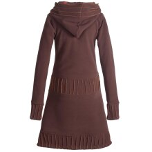 Vishes Langärmliges Patchwork Hoodie Eco Damen Fleecekleid mit Daumenlöchern  braun 40