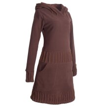 Vishes Langärmliges Patchwork Hoodie Eco Damen Fleecekleid mit Daumenlöchern  braun 40