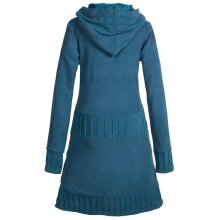 Vishes Langärmliges Patchwork Hoodie Eco Damen Fleecekleid mit Daumenlöchern  türkis 38