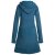 Vishes Langärmliges Patchwork Hoodie Eco Damen Fleecekleid mit Daumenlöchern  türkis 50