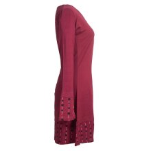 Vishes Langarm Damen Freizeit Jerseykleid Strickkleid Sweatshirtkleid Baumwolle dunkelrot 34