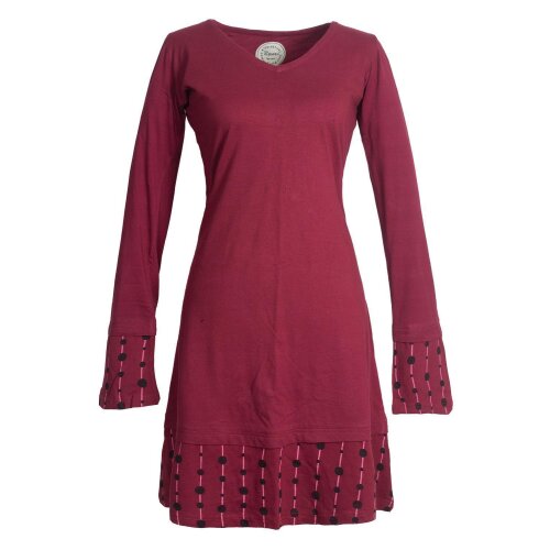 Vishes Langarm Damen Freizeit Jerseykleid Strickkleid Sweatshirtkleid Baumwolle dunkelrot 48