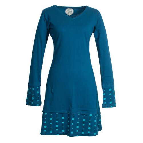 Vishes Langarm Damen Freizeit Jerseykleid Strickkleid Sweatshirtkleid Baumwolle türkis 48-50