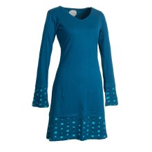 Vishes Langarm Damen Freizeit Jerseykleid Strickkleid Sweatshirtkleid Baumwolle türkis 48-50