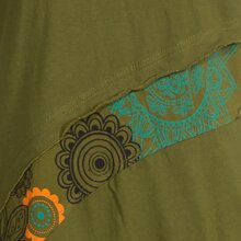 Vishes Asymmetrisches Langarm Damen Baumwoll Blumen-Kleid mit Kapuze olive 46