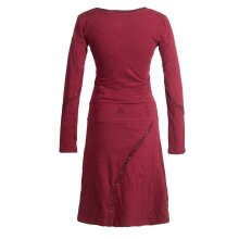 Vishes Langarm Damen Jerseykleid Strickkleid Sweatshirtkleid aus Baumwolle Cutwork dunkelrot 48