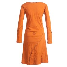 Vishes Langarm Damen Jerseykleid Strickkleid Sweatshirtkleid aus Baumwolle Cutwork orange 40