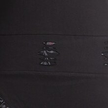 Vishes Langarm Damen Jerseykleid Strickkleid Sweatshirtkleid aus Baumwolle Cutwork schwarz 38