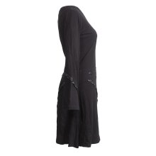 Vishes Langarm Damen Jerseykleid Strickkleid Sweatshirtkleid aus Baumwolle Cutwork schwarz 38