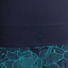 Vishes Damen Lagenlook Langarm Baumwollkleid mit Blumen-Spitze bedruckt dunkelblau 44