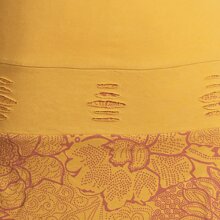 Vishes Damen Lagenlook Langarm Baumwollkleid mit Blumen-Spitze bedruckt gelb 48