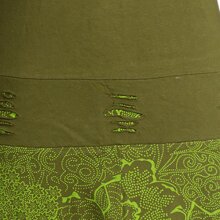 Vishes Damen Lagenlook Langarm Baumwollkleid mit Blumen-Spitze bedruckt olive 44