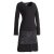 Vishes Damen Lagenlook Langarm Baumwollkleid mit Blumen-Spitze bedruckt schwarz 38-40