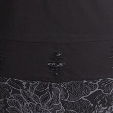 Vishes Damen Lagenlook Langarm Baumwollkleid mit Blumen-Spitze bedruckt schwarz 42