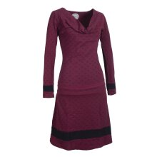 Vishes Langarm Damen Tunika Kleid Jerseykleid Bedruckt mit Wasserfallkragen dunkelrot 36-38