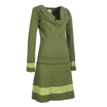 Vishes Langarm Damen Tunika Kleid Jerseykleid Bedruckt mit Wasserfallkragen olive 36-38