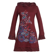 Vishes Langarm Damen Kapuzenkleid Blumenkleid Tunika...