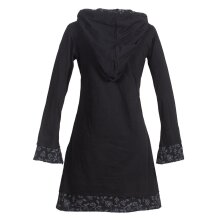 Vishes Langarm Damen Kapuzenkleid Blumenkleid Tunika schwarz 36-38