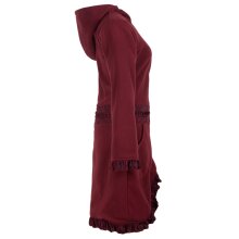 Vishes Weicher, Warmer Damen Elfen Fleecemantel mit Kapuze und Rüschen dunkelrot 48