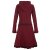 Vishes Weicher, Warmer Damen Elfen Fleecemantel mit Kapuze und Rüschen dunkelrot 48