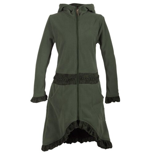 Vishes Weicher, Warmer Damen Elfen Fleecemantel mit Kapuze und Rüschen Olive 36