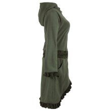 Vishes Weicher, Warmer Damen Elfen Fleecemantel mit Kapuze und Rüschen Olive 38