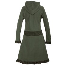 Vishes Weicher, Warmer Damen Elfen Fleecemantel mit Kapuze und Rüschen Olive 40