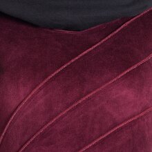 Vishes Langärmliges asymmetrisches patchwork Samtkleid mit großem Schalkragen dunkelrot 44