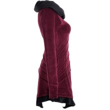 Vishes Langärmliges asymmetrisches patchwork Samtkleid mit großem Schalkragen dunkelrot 48