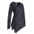 Vishes Langarm Damen Baumwoll Cutwork-Kleid Hoodie Zipfelkapuze Asymmetrisch schwarz 36