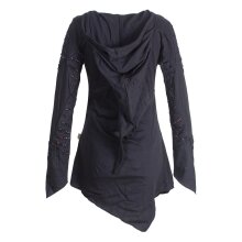 Vishes Langarm Damen Baumwoll Cutwork-Kleid Hoodie Zipfelkapuze Asymmetrisch schwarz 38