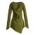 Vishes Langarm Damen Baumwoll Cutwork-Kleid Hoodie Zipfelkapuze Asymmetrisch olive 36