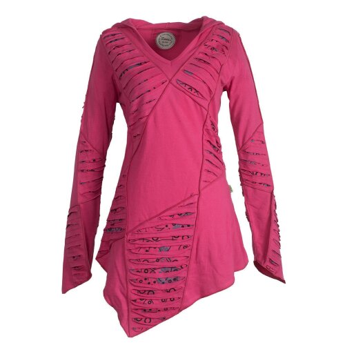 Vishes Langarm Damen Baumwoll Cutwork-Kleid Hoodie Zipfelkapuze Asymmetrisch rosa 36