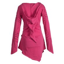 Vishes Langarm Damen Baumwoll Cutwork-Kleid Hoodie Zipfelkapuze Asymmetrisch rosa 36