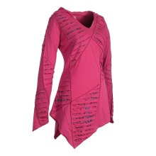 Vishes Langarm Damen Baumwoll Cutwork-Kleid Hoodie Zipfelkapuze Asymmetrisch rosa 36