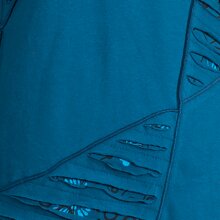 Vishes Langarm Damen Baumwoll Cutwork-Kleid Hoodie Zipfelkapuze Asymmetrisch türkis 36