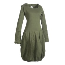 Vishes Warmes Langarm Winterkleid Ballonförmig mit Zipfelkapuze olive 40-42