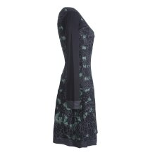 Vishes - Langarm Damen Tie-Dye Batik-Kleid Winter-Kleid Sweat-Kleid schwarz 46