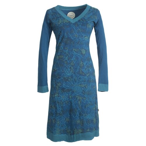 Vishes - Langarm Damen Tie-Dye Batik-Kleid Winter-Kleid Sweat-Kleid türkis 34