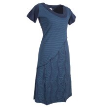 Vishes Damen Kurzarm Lagenlook Kleid Hippie Streifen Punkte Muster dunkelblau 48