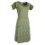 Vishes Damen Kurzarm Lagenlook Kleid Hippie Streifen Punkte Muster olive 48