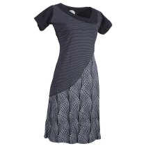 Vishes Damen Kurzarm Lagenlook Kleid Hippie Streifen Punkte Muster schwarz 42-44