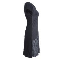 Vishes Damen Kurzarm Lagenlook Kleid Hippie Streifen Punkte Muster schwarz 46