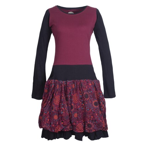 Vishes Langarm Damen Tulpen-Kleid Ballon-kleid Sweat-Kleid Baumwoll-kleid dunkelrot 46