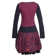 Vishes Langarm Damen Tulpen-Kleid Ballon-kleid Sweat-Kleid Baumwoll-kleid dunkelrot 46