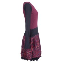 Vishes Langarm Damen Tulpen-Kleid Ballon-kleid Sweat-Kleid Baumwoll-kleid dunkelrot 46