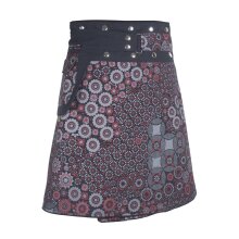 Vishes Damen A Line Wickelrock Cacheur Kurz Midi Mini-rock Druckknöpfe Tasche schwarz-dunkelrot 36-46